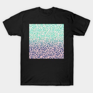 Elegant Gold leopard print Blue Mint Gradient Pink design T-Shirt